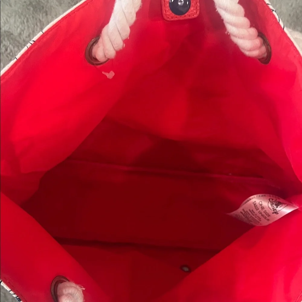 Disney Minnie Mouse White and Red Canvas Tote with Navy Character Motif